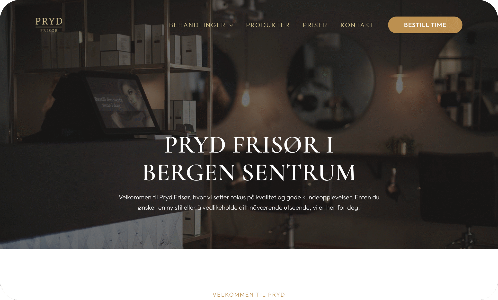 Pryd Frisør - moderne nettside for frisørsalong