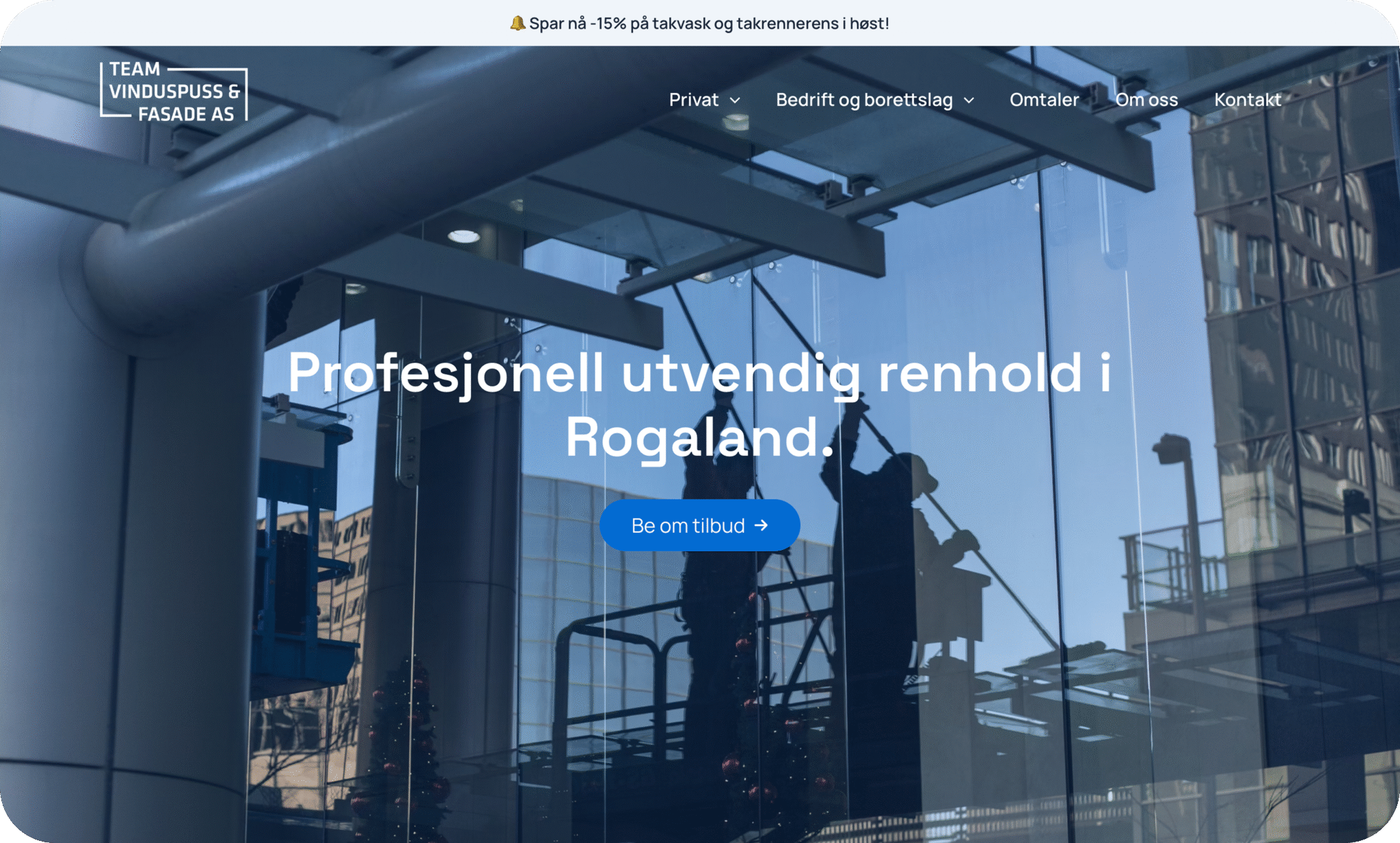 Team Vinduspuss - moderne nettside for vaskefirma